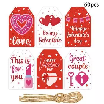 Украшения для подарков на День святого Валентина, этикетки для украшения вечеринок, бумажный материал безопасен, украсьте свои подарки. 60 шт. One Size