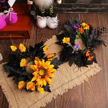 Украшения для подсвечников на Хэллоуин, гирлянды, кольца, украшения, имитация подсолнуха, украшение для стола, кольца, композиция
