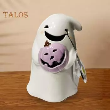 Украшения для привидения на Хэллоуин, милая скульптура в виде кошки-призрака из тыквы, жуткая статуэтка из смолы для домашнего декора, настольная фигурка для внутреннего и наружного использования Cat