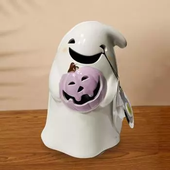 Украшения для привидения на Хэллоуин Милая скульптура из тыквы с привидением Кот Жуткий декор для дома из смолы Настольный Cat