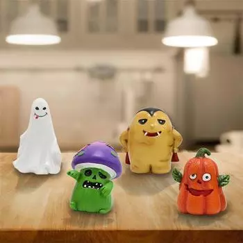 Украшения для рабочего стола на Хэллоуин, мультяшные поделки из смолы, 4 предмета, фигурки кровососов-призраков Cushaw Fungus, подходят для украшения луга, двора, террасы One Size