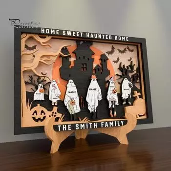 Украшения для рабочего стола на Хэллоуин, жуткая летучая мышь, призрачный замок, деревянная табличка, украшение для праздничного внутреннего домашнего декора чёрный
