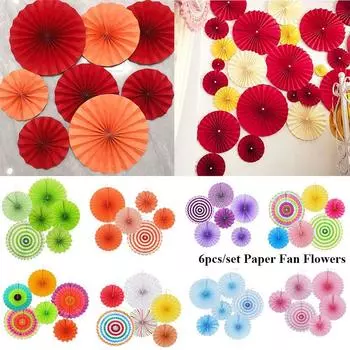Украшения для рождественских праздников Цветочные бумажные изделия Папиросная бумага Бумажный веер Цветы Свадебные веера 9