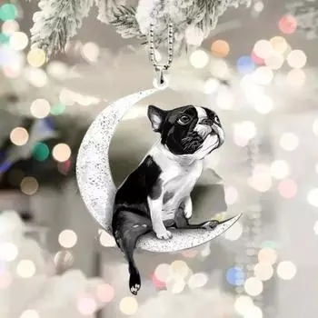 Украшения для рождественской елки 2D мультяшный кот собака обезьяна подвеска двухсторонняя печать акриловое украшение для елки автомобиль рюкзак Dog
