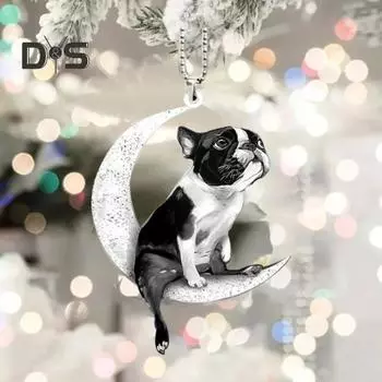 Украшения для рождественской елки 2D мультяшный кот собака обезьяна подвеска двухсторонняя печать акриловое украшение для елки автомобиль рюкзак Dog
