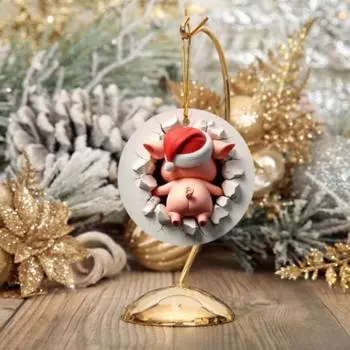 Украшения для рождественской елки 2D мультяшный пряничный человечек/снеговик/Санта подвесные украшения для праздничного домашнего декора Little Pig