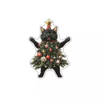 Украшения для рождественской елки, акриловые милые подвесные украшения в виде кота для дверей, стен, окон, для помещений, праздничных принадлежностей 5.7cm*8cm чёрный