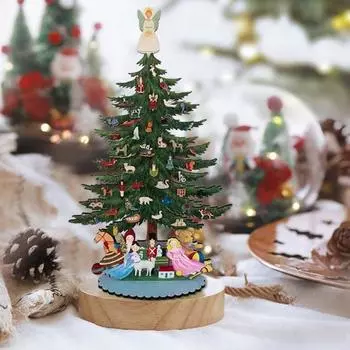 Украшения для рождественской елки Мини деревянная рождественская елка со съемными украшениями Рождественское настольное украшение для дома