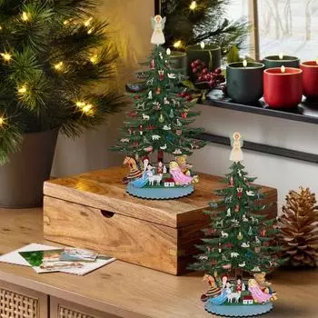 Украшения для рождественской елки Мини деревянная рождественская елка со съемными украшениями Рождественское украшение для стола для домашнего офиса Декор Christmas Tree