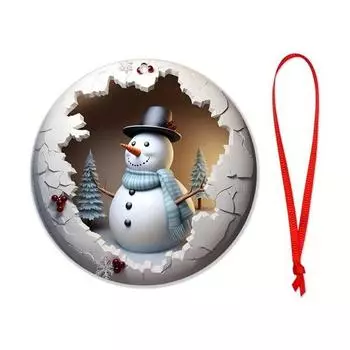 Украшения для рождественской елки, мультяшный снеговик, подвеска, 2D, плоские акриловые подвесные украшения для
