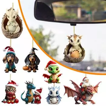 Украшения для рождественской елки Новый год 2025 Милый дракончик Подвесные акриловые фигурки динозавров 2D Рождественское елочное украшение Подвеска