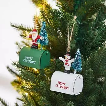 Украшения для рождественской елки Почтовый ящик для железной хижины Внутренние и наружные подвесные украшения Подвеска для витрины Аксессуары для домашнего декора