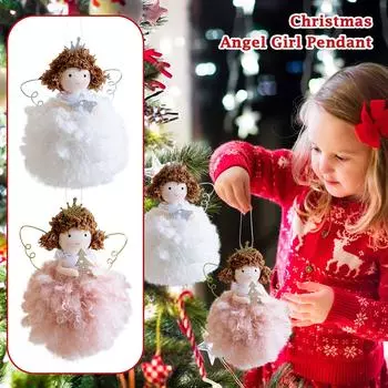 Украшения для рождественской елки Подвеска в виде девочки-ангела Украшение для рождественской елки Украшение с выдолбленной куклой-ангелом Подвеска в виде рождественской куклы или One Size розовый