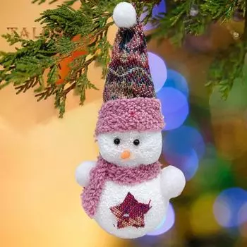 Украшения для рождественской елки, подвесной снеговик с плюшевой шапкой, украшение ручной работы из пенопласта, снеговик для рождественской домашней вечеринки серый