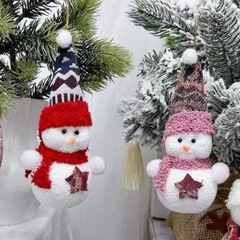 Украшения для рождественской елки, подвесной снеговик с плюшевой шапкой, украшение ручной работы из пенопласта, подвеска-снеговик на Рождество серый