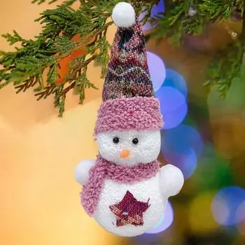 Украшения для рождественской елки, подвесной снеговик с плюшевой шапкой, украшение ручной работы из пенопласта, подвеска в виде снеговика серый