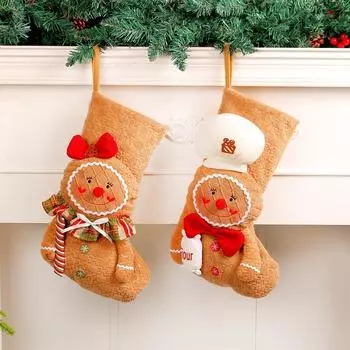 Украшения для рождественской елки Подвесные конфеты Подарки Носки для камина Праздничный домашний декор One Size