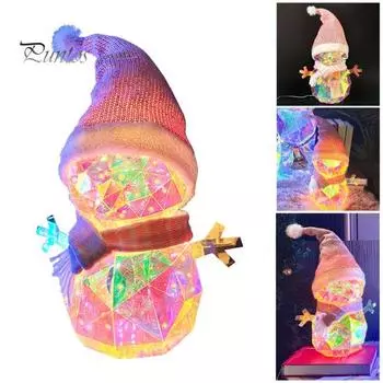 Украшения для рождественской елки, работающие от USB, светящиеся снеговики, красочные светящиеся рождественские украшения для внутреннего и наружного домашнего декора Snowman