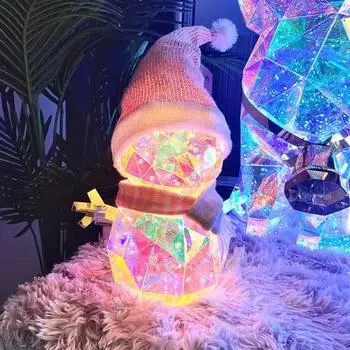Украшения для рождественской елки, работающие от USB, светящиеся снеговики, красочные светящиеся рождественские украшения для внутреннего и наружного домашнего декора Snowman