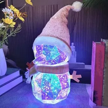 Украшения для рождественской елки, работающие от USB, светящиеся снеговики, красочные светящиеся рождественские украшения для внутреннего и наружного домашнего декора Snowman