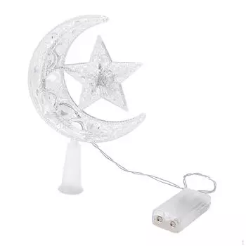 Украшения для рождественской елки с луной и звездами, высота 8,7 дюйма, аксессуар для рождественского декора Warm Light