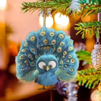 Украшения для рождественской елки Yousheng Peacock, акриловые подвесные украшения в виде павлина из мультфильма для рождественской елки, праздничного декора автомобиля 8 cm 1
