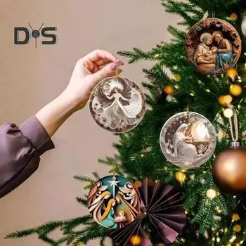 Украшения для рождественской сцены, акриловая плоская подвесная подвеска, сувенир, рождение Иисуса, украшение для рождественской елки, вечеринки, стены, двери автомобиля C