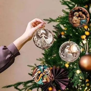 Украшения для рождественской сцены, акриловая плоская подвесная подвеска, сувенир, рождение Иисуса, украшение для рождественской елки, вечеринки, стены, двери автомобиля A