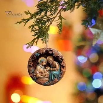 Украшения для рождественской сцены, акриловая плоская подвесная подвеска, сувенир, рождение Иисуса, украшение для рождественской елки, вечеринки, стены, двери автомобиля F