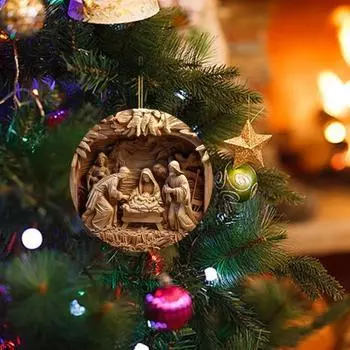Украшения для рождественской сцены Круглое рождение Иисуса Подвесное украшение Святые религиозные подарки G