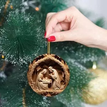 Украшения для рождественской сцены Yousheng, круглые подвесные украшения для Рождества Иисуса, святые религиозные подарки, христианские рождественские елочные украшения G