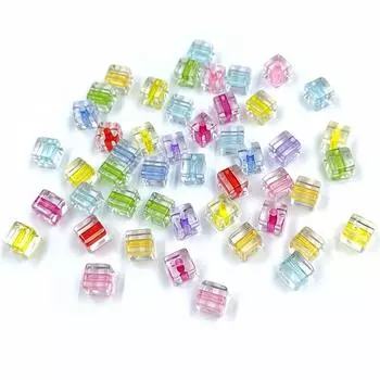 Украшения для рукоделия, квадратные кубические бусины, акриловые бусины для изготовления браслетов, сережек, товаров для рукоделия, прозрачные бусины 20 шт. 8 мм розовый