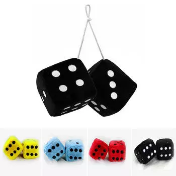 Украшения для стайлинга автомобиля, 7,5 см, квадратные красочные висячие нечеткие игральные кости с присоской для украшения автомобиля, подвеска в виде кубиков чёрный