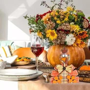 Украшения для стола из дерева на День благодарения, центральный блок, праздничный осенний урожай индейки, осенние деревянные украшения для камина в столовой, домашнего офиса разноцветный