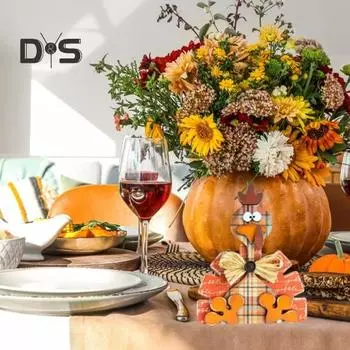 Украшения для стола из дерева на День благодарения, центральный блок, праздничный осенний урожай индейки, осенние деревянные украшения для камина в столовой, домашний офисный стол разноцветный
