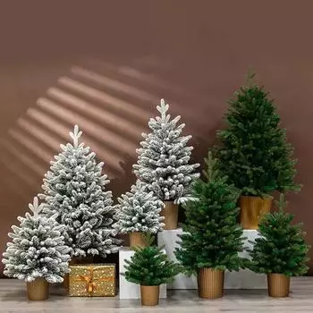 Украшения для стола, материал PE, новогодняя елка Snow Pine, гибкая для украшения комнаты, праздничная атмосфера везде зелёный
