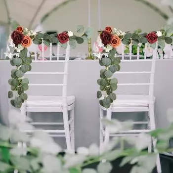 Украшения для свадебных стульев для жениха и невесты, гирлянды для свадебной арки, цветочные украшения, свадебные украшения для приема, свадебная арка белый