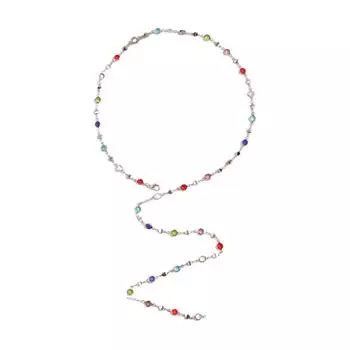 Украшения для тела, цветное искусственное женское ожерелье из кристаллов для одежды с глубоким V-образным вырезом, регулируемая длина, длинное ожерелье на ключицу для выпускного вечера серебро белый