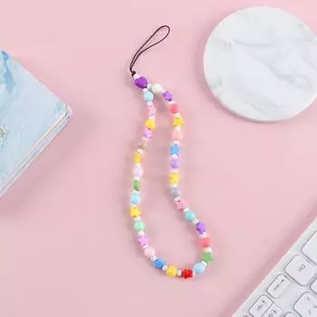 Украшения для телефона с ремешком в виде сердца, цепочка для мобильного телефона с бисером, ремешки для мобильного телефона heart-blue