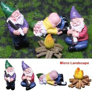 Украшения для террариума из мха Миниатюрные гномы Пьяные эльфы Забавные фигурки писающих эльфов Гномы Украшения для рабочего стола Коллекционные