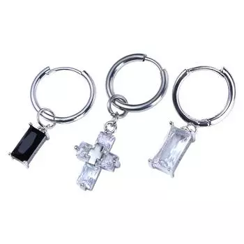 Украшения для ушей Модные украшения Серьги-подвески в форме креста Серьги-кольца в корейском стиле 1