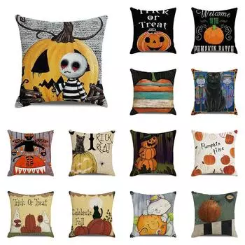 Украшения для вечеринки на Хэллоуин, наволочка с изображением тыквы, кошки, привидения, подходит для украшения дома, гостиной, дивана, комнаты 40x40cm