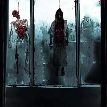 Украшения для вечеринки на Хэллоуин Призрачная бумага Скелет Наклейки на окна Пятна крови призраков Трупы Наклейки на стены Наклейки на стены ужасов