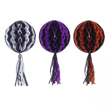 Украшения для вечеринки Помпоны из папиросной бумаги Бумажные фонарики Бумажные соты Шары Украшения для вечеринки Подвесные бумажные украшения черный белый