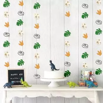 Украшения для вечеринки с динозаврами 2 м/3 м гирлянды с динозаврами фон подвесные баннерные гирлянды бумажные пальмовые листья гирлянда декор для мальчика тема джунглей день рождения 2M