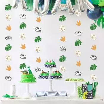 Украшения для вечеринки с динозаврами 2 м/3 м гирлянды с динозаврами фон подвесные баннерные гирлянды бумажные пальмовые листья гирлянда декор для мальчика тема джунглей день рождения 2M