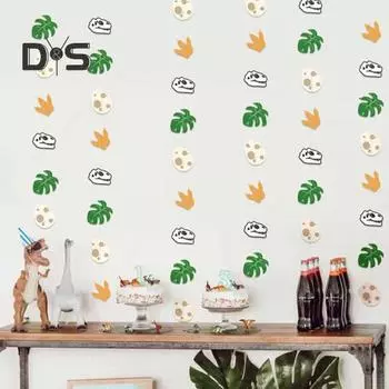 Украшения для вечеринки с динозаврами 2 м/3 м гирлянды с динозаврами фон подвесные баннерные гирлянды бумажные пальмовые листья гирлянда декор для мальчика тема джунглей день рождения 2M