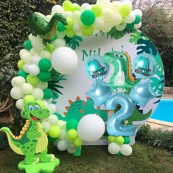 Украшения для вечеринки в честь дня рождения в стиле динозавра Воздушные шары в виде динозавра Декор для дня рождения детей 1, 2, 3 лет Фольгированные воздушные шары с цифрами в виде динозавра Тематическая вечеринка as picture