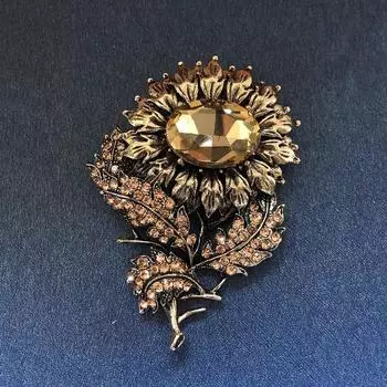 Украшения для ветра Брошь-цветок Мода Подсолнух Стильная одежда Шляпа Украшения своими руками Брошь-булавка из кристаллов