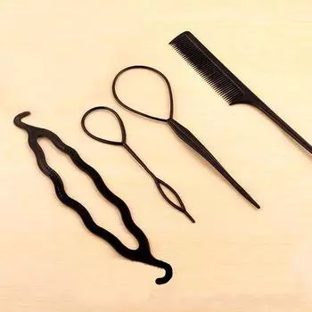 Украшения для волос, 4 шт./компл., женские пластиковые плетеные заколки для укладки, аксессуары для волос black